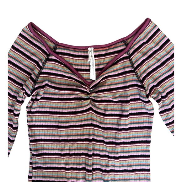 Free People Intimately Put A Stripe On It Thong Bodysuit Long Sleeve X-Small - Picture 8 of 10